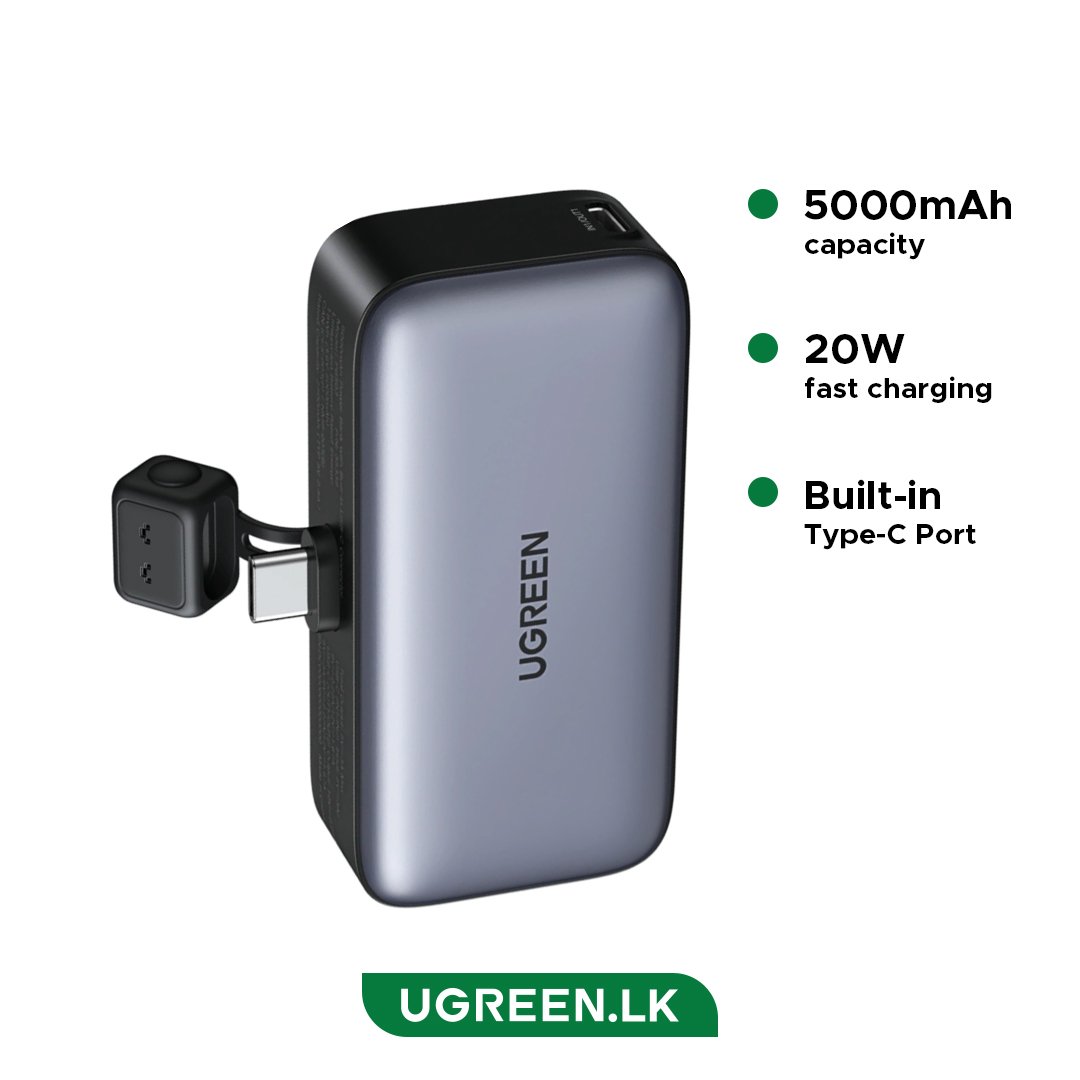 بنك طاقة UGREEN بسعة 5000 مللي أمبير وقوة 20 واط مع موصل USB-C مدمج