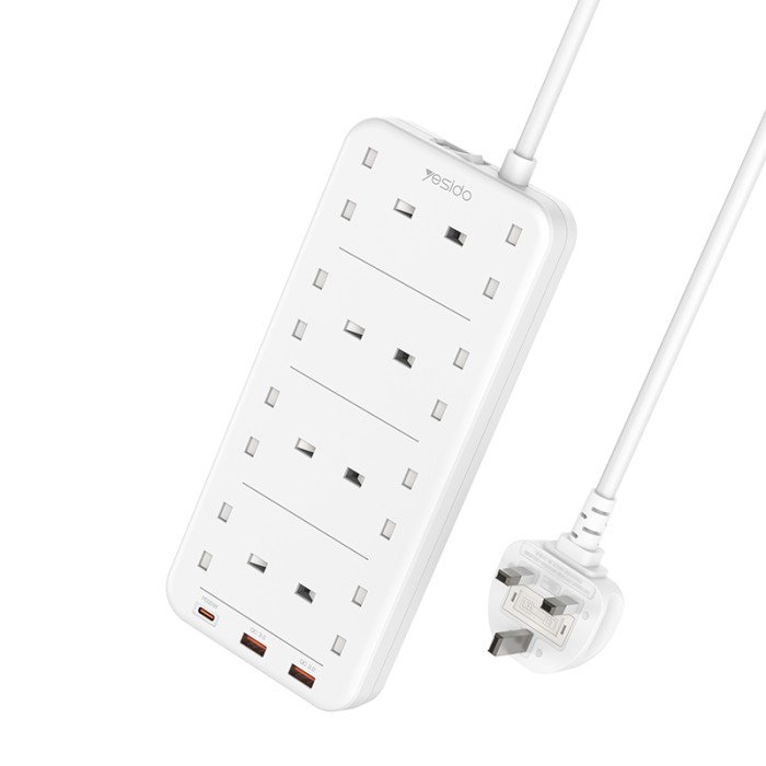 MC16 power strip, 2 meters long, with a maximum capacity of 3,250 watts, equipped with 8 AC outlets