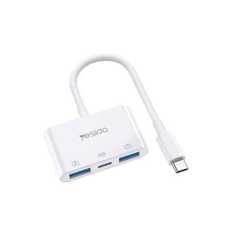 كابل محول GS17 3 في 1 من النوع C OTG، شاحن سريع USB،