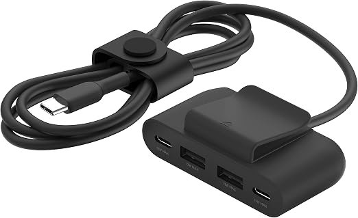 موسع طاقة USB من بيلكين بأربعة منافذ مع كابل مدمج بطول مترين