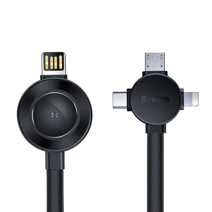 كابل Baseus Star Ring 4 في 1 USB مزود بموصلات شحن ساعة Apple Watch، وmicro USB، وLightning، وUSB-C (100 سم)