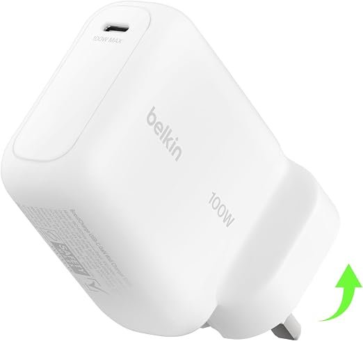 شاحن Belkin BoostCharge USB-C بقوة 100 واط، شاحن صغير الحجم