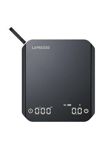 ميزان قهوة رقمي من LePresso، ميزان قهوة صغير قابل لإعادة الشحن مع مؤقت تلقائي